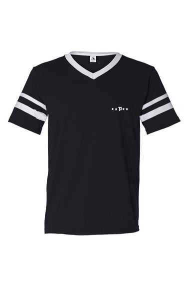V-Neck Striped Sleeves Jersey
