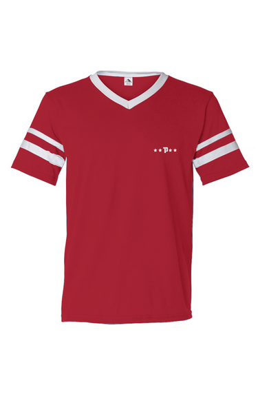 V-Neck Striped Sleeves Jersey